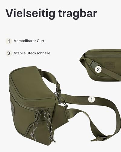 JOHNNY URBAN Bauchtasche Damen & Herren Grün - Ben - Gürteltasche aus für Alltag, Festival & Sport - Hochwertige Hip Bag Crossbody Tasche - Wasserabweisend