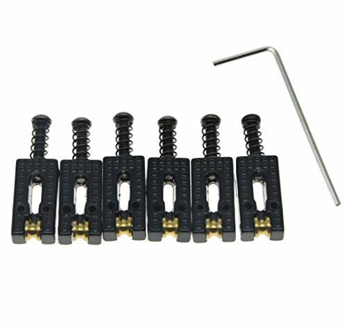Kaish Pack Of 6 Modern Electric Guitar Tremolo Bridge Roller Saddles For Strat Or Tele Guitars Black #TOP1