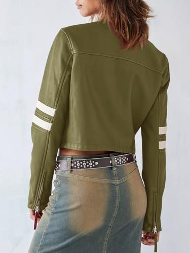 VOIKERDR Leather Jacket for Women Zipper Motorcycle Jacket Women Pu Leather Biker Jacket Streetwear3