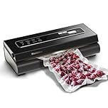 Mesliese Vacuum Sealer Machine Powerful 90Kpa Precision 6-in-1 Compact Vacuum Food Preservation System with Cutter, 2 Bag Rolls & 5 Pre-cut Bags, Dry&Moist Modes Smart Suction, ETL Listed (Dark Gray)