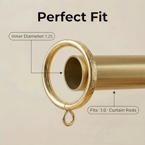 XHLTTBD 40 Pack Gold Curtain Rings 1.25 Inch, Rustproof Metal Quiet Glide Eyelet Only Curtain Hangers, Fits 1.0-1.2 Inch Curtain Rods by XHLTTBD - Used condition - Image 2
