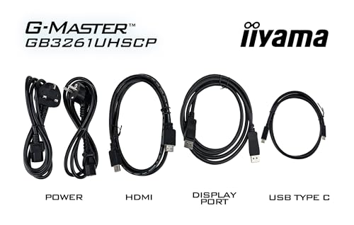 Ecran iiyama G-Master Red Eagle, GB3261UHSCP-B1, 4K@144Hz (4K UHD), 0.6ms, 400cd/m², 3000:1, DP, HDMI 2.1 VRR, USB C, USB HUB (Type-C 7.5W), réglable en Hauteur, Haut-parleurs, FreeSync, PC & Console