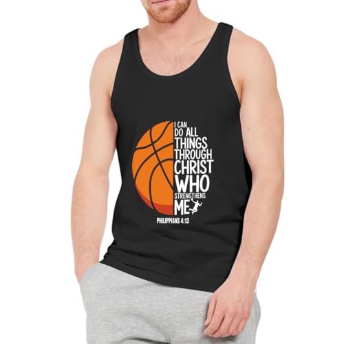NHXIA Christian Basketball I Can Do All Things Inspirational Player Mens Sleeveless Tank Tops Workout Gym Shirts