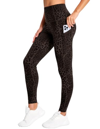 Image of THE GYM PEOPLE Thick High Waist Yoga Pants with Pockets, Tummy Control Workout Running Yoga Leggings for Women