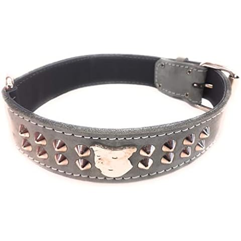M&D Staffy Leather Dog Collar with Studs Cover