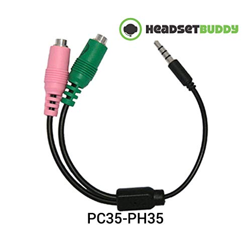 Headset Buddy 01-PC35-PH35 Adaptador de Cable 1 x 3.5mm 2 x 3,5mm Negro - Adaptador para Cable (1 x 3.5mm, 2 x 3,5mm, Male Connector/Female Connector, Negro)