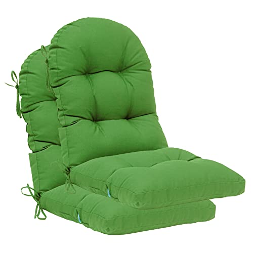 Image of QILLOWAY Outdoor High Back Chair Cushion for Adirondack, All Weather Rocking Chair Cushions Thick Padded Replacement for Patio Furniture Set of 2,Green