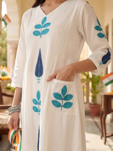 Image of INDO ERA Women's Pure Cotton Printed A-Line Kurta & Palazzo Set (IERAI11826)