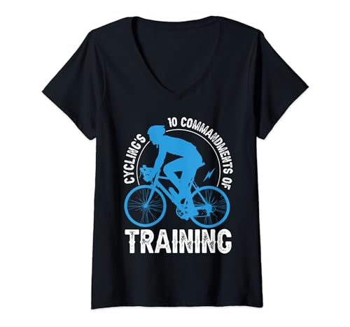 Mujer Los 10 mandamientos del entrenamiento del ciclismo Camiseta Cuello V