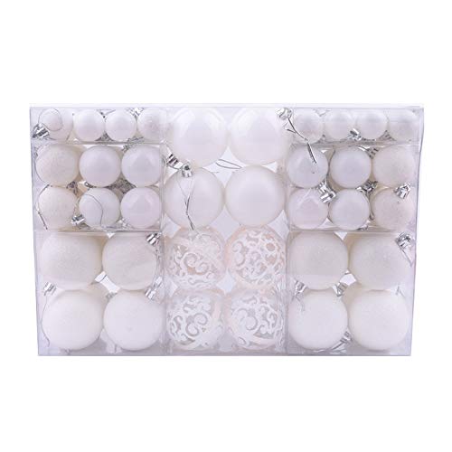 Baumkugeln 100 Stück Christbaumkugeln Weihnachtskugeln, Morbuy Kunststoff Weihnachtsbaumkugeln Plastik Bruchsicher, Weihnachtsbaumschmuck Weihnachtsdeko (Weiß)