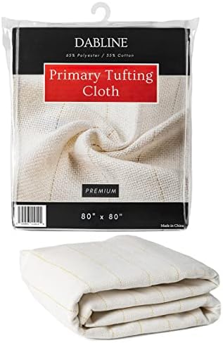 DABLINE 80" x 80" Primary Tufting Cloth for Rug Making and Punch Needle, Premium Monks Cloth for Cut and Loop Pile Tufting Guns, Tufting Fabric with Marked Lines (80" x 80")