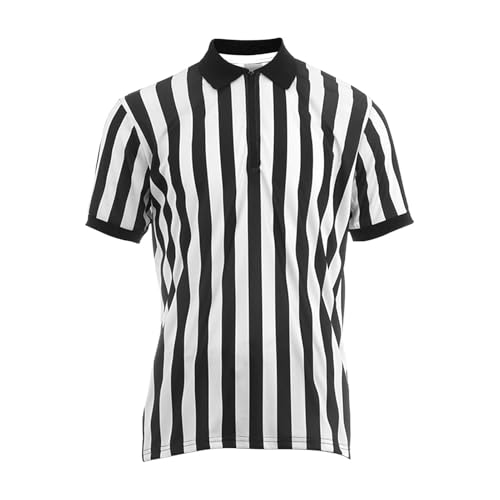 Camiseta profesional - World Championship Referee Jersey | Breathable Striped Official Sports Shirt With Collar | Sweat-Wicking Short Sleeve Uniform For Basketball, Fútbol, Fútbol y Voleib