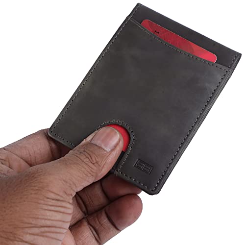 Image of Brooklyn Bridge Genuine Leather Money Clip Wallet for Men Crazy Horse Green - Premium Slim RFID Protected Wallet with Cash Clip & Multiple Card Slots, Stylish Front Pocket Design, Gift for Men