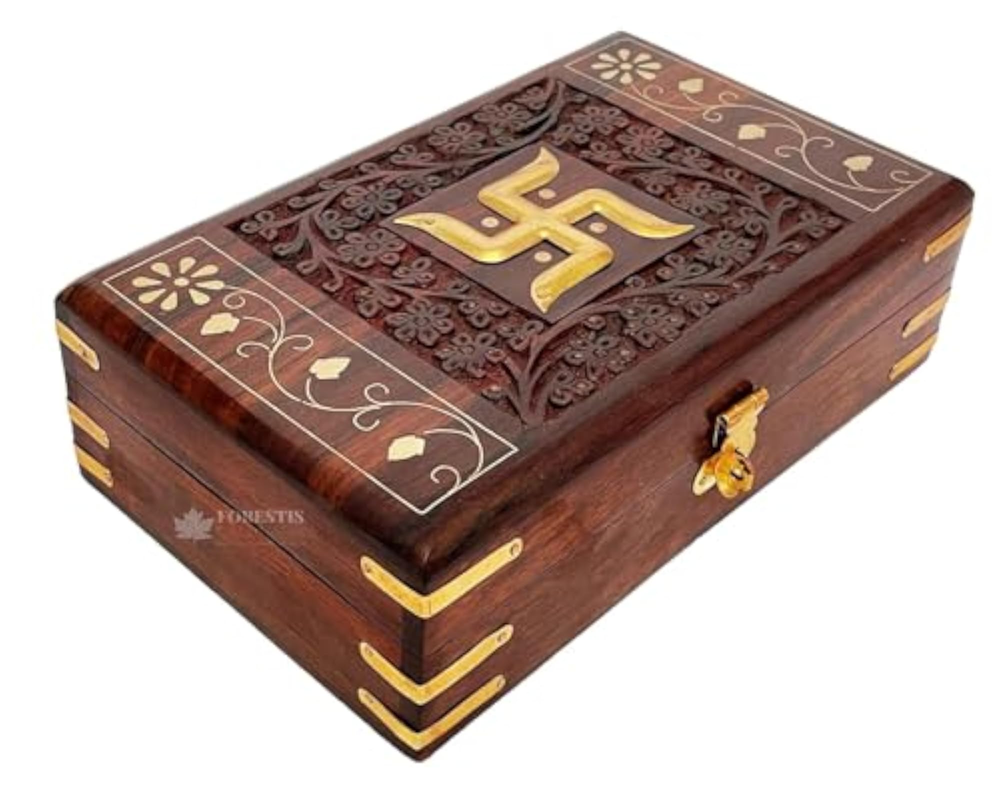 Brass-Filled Wooden OM Box for Good Luck