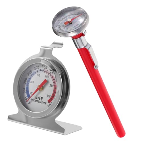 AUTSUPPL 2 Piezas Termómetro de Carne Instantáneo con de Acero Inoxidable de Preciso para Barbacoa y Cocina Resistente al Agua Batería para Medir Temperatura de Alimentos y Horno