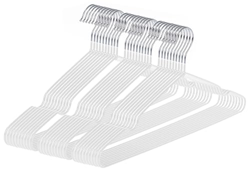 ハンガー 滑らない 30本組 すべらないハンガー PVC特殊ラバー加工 かたくずれ防止 clothes hanger スリム 軽量 おしゃれ 滑らない 滑り落ちない 乾湿両用 はんがー (ホワイト）