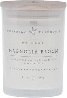 Magnolia Bloom Single Wick Farmhouse Style Candle with Decorative Top 8.1 Oz