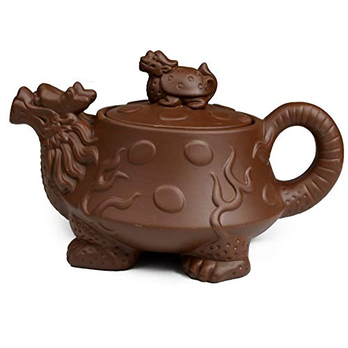 Théière chinoise Yixing Dragon Tortue Zisha Gongfu - Théière pour thé en vrac (Marron) Cover