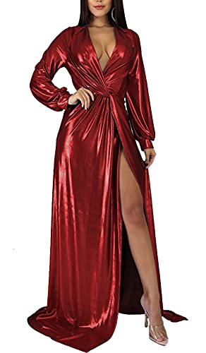 Image of Formal Long Sleeve Dress for Women Sequin Bodycon Ruched Sparkly Dresses