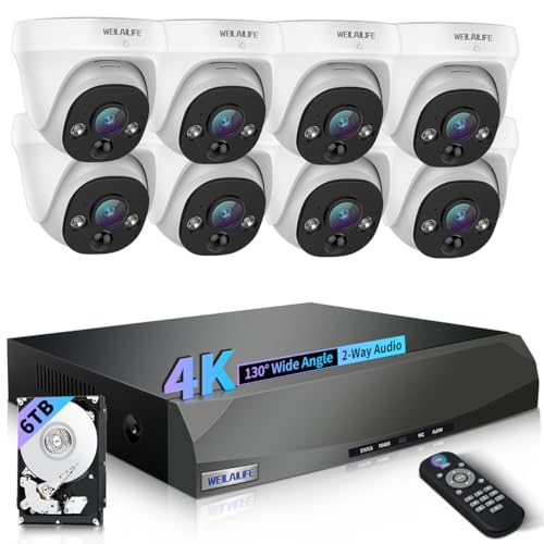 ?2-Way Audio & 130° Wide-Angle? Wired Dome Security Camera System, Outdoor POE IP Cameras, Home Video Surveillance Camera Systems