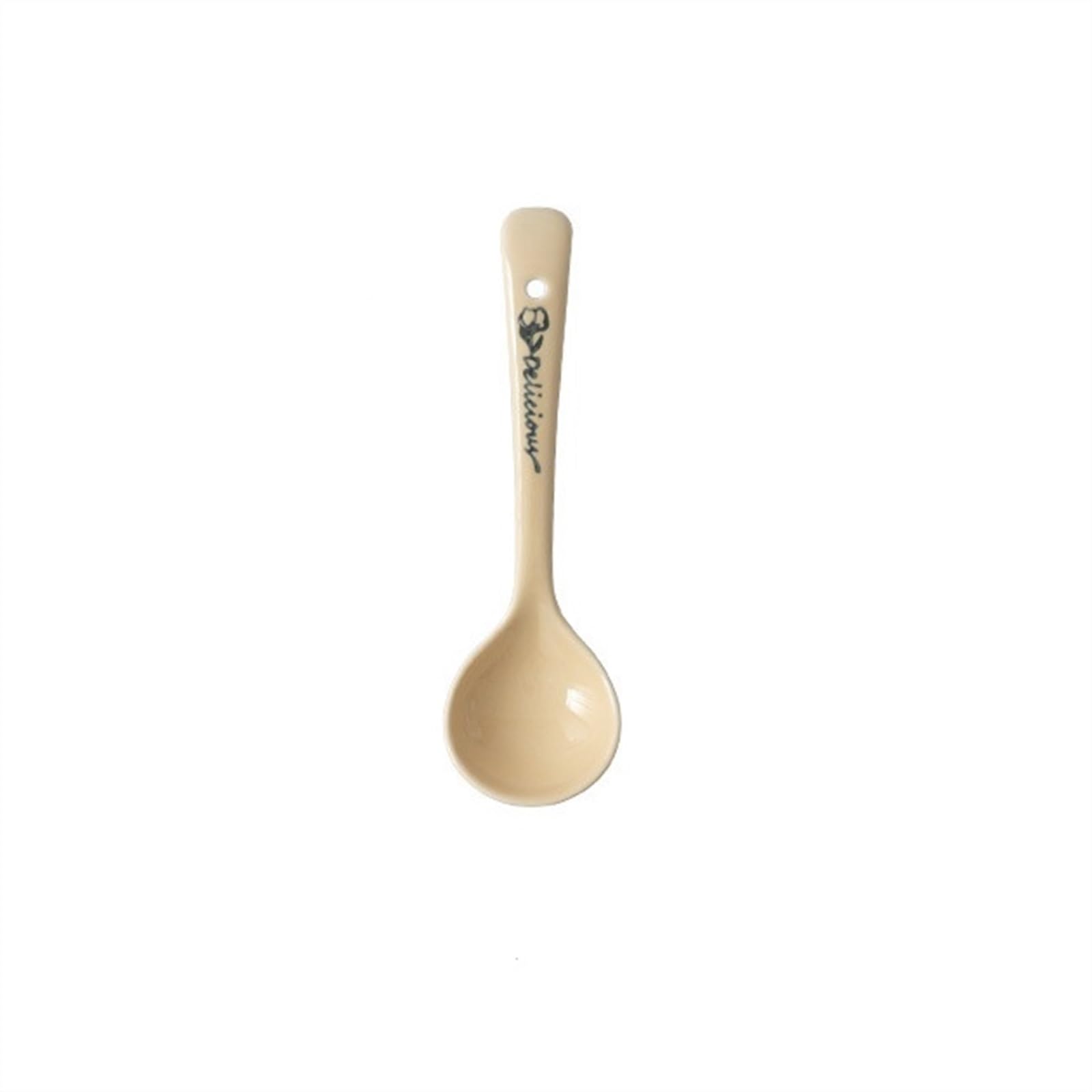 Cuillère à Soupe en céramique de 15 cm (5,9 Pouces), cuillère Asiatique, Ramen Chinoise, coréenne et Japonaise avec Trou, lot 4(A)