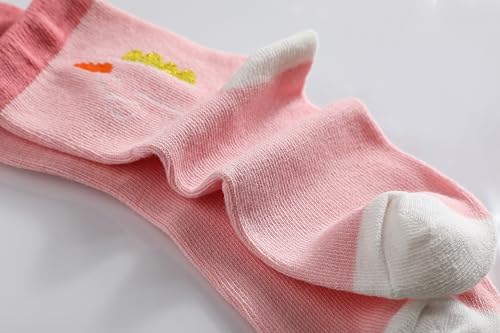 Image of Pink Socks for Girls, Calf length, Soft Pure Cotton, Lightweight & Breathable, 1 to 9 Years, Pack of 5, Designer socks, Gift Option