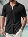 VOGSTART Men's Stretchy Shirt Trendy Top Textured Summer Short Sleeve Casual Button Down Shirt Black XXL
