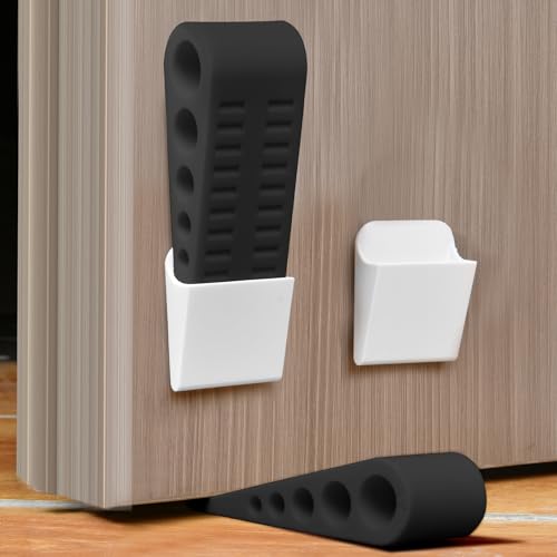 HOTUT Arrêts de Porte pour le Sol, 2 Pièces Cale Porte Caoutchouc souple, Antidérapant stop porte, bloque porte résistante, Butée de Portesol pour Toutes les Surfaces, Hauteur réglable - noir