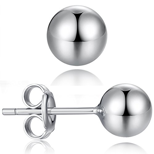 Ball Earrings Silver Ball Stud Earrings Sterling Silver Ball Earrings For Women Mens Ball Earrings Hypoallergenic Stud Earrings For Men Ball Jewelry Everyday Earrings White Gold Plated Bead Earrings #TOP7
