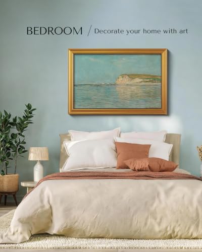 Image of Large Gold Framed Wall Art, Landscape Wall Decor - Endless Blue -24 x 36 IN