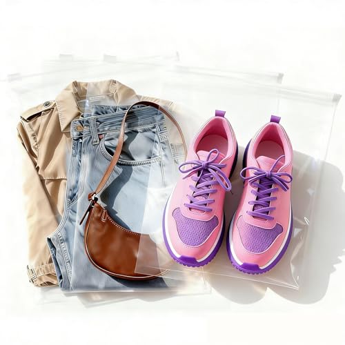 Zip Beutel Groß Wiederverwendbar 30 * 40cm Zipper Beutel Reisetasche Wasserdichte Gefrostet Zip Tüten Bag Plastikbeutel Aufbewahrungsbeutel für Kleidung Unterwäsche Handtuch Schuhe Kosmetik,30 Stück