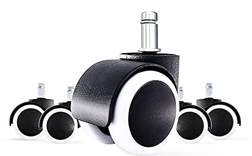 Image of Furniture Heavy Duty Pin Nylon Office Chair Wheels (Caster) Black /White -Set of 5