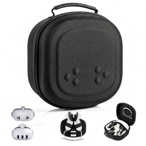 KASTWAVE Hard Carrying Case for Meta Quest 3S/Quest 3/Vision Pro, VR Gaming Headset and Touch Controllers Accessories Carry Bag, Touch Controllers and Other Accessories, for Travel and Home Storage