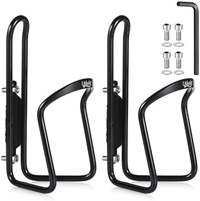 USHAKE Water Bottle Cages, Basic MTB Bike Bicycle Alloy Aluminum Lightweight Water Bottle Holder Cages Brackets(2 Pack- Drilled Holes Required)