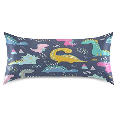 KEEPREAL Cute Funny Kids Dinosaurs Satin Pillowcase Cover