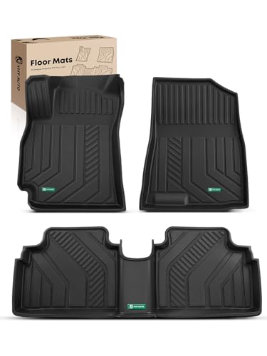 YHTAUTO Floor Mats Compatible with 2026 2025 2024 2023 2022 2021 Hyundai Elantra (Not Hybrid) TPE Floor Liners All-Weather Protection Custom Fit 1st & 2nd Row Set of 3 Black