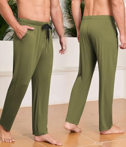 Image of CF Mens Pajama Pants Lightweight Bamboo Rayon Lounge Pants Soft Comfy Sleep Bottoms Long Pajama Pants with Pockets 2 Pack