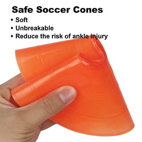 60Pcs Soccer Cones With Strap Carry Bag Agility Disc Cones Soccer Training Cones, Field Marker Sport Training Cones For Challenge Football Basketball Skating Kids Games Outdoor Indoor (Orange) #TOP6