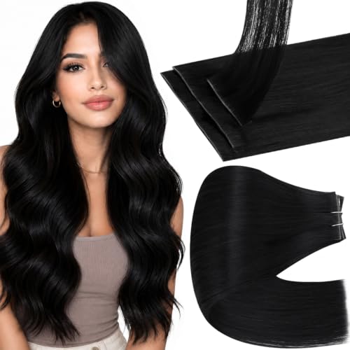 Image of Full Shine Seamless Clip in Hair Extensions, Jet Black, 16 Inch 120g 6Pcs