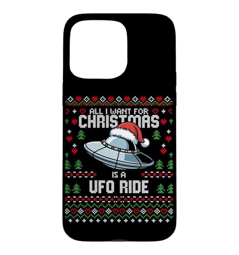 Alien UFO Ride Abduction �N���X�}�X �A�O���[�N���X�}�X�Z�[�^�[ �X�}�z�P�[�X iPhone 15 Pro Max �p
