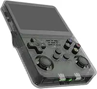 Console de jogos portátil retrô, console de videogame R36S com 15.000+ jogos, sistema Linux, tela IPS de 3,5 polegadas, reprodutor de vídeo de bolso com cartão TF 64GB - Preto