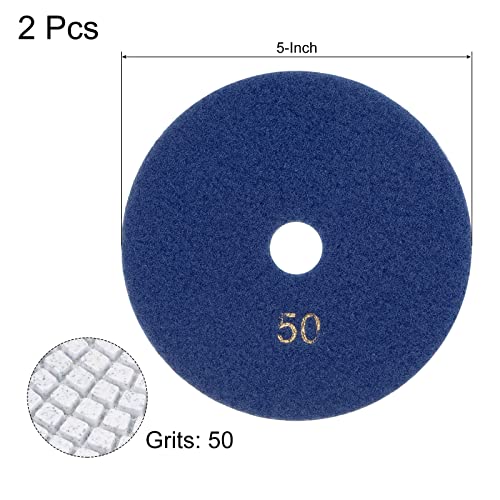 Image of uxcell Diamond Polishing Pad 5-Inch 50 Grits Wet /Dry Grinding for Stone Concrete Marble Countertop Floor 2pcs
