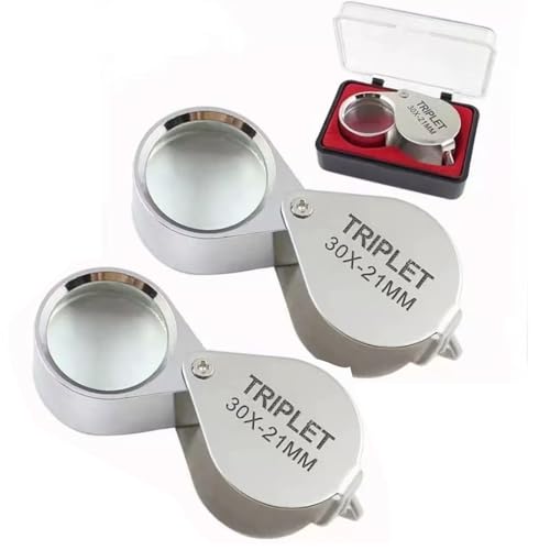 Loupe, Loupe Bijoutier, loupe grossissante, loupe horloger, 2pcs Loupe de Bijoutier X30 Loupe de Poche Pliable Loupe Portable Loupes de Bijoutier Bijoux Loupe pour Pierres PréCieuses