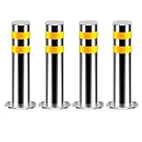 Edelstahl Sicherheitspoller mit Reflexstreifen & Absperrbänder für Parkplätze, Gehwege, Industriezonen