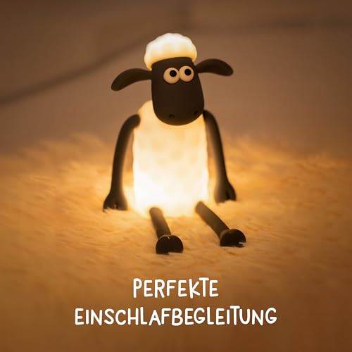 MegaLight LED Nachtlicht Kinder RGB-Farbwechsel | Nachtlicht Baby ohne verschluckbare Kleinteile | Stilllicht dimmbar mit Timer | Nachtlampe für Kinderzimmer Touch USB | Shaun das Schaf