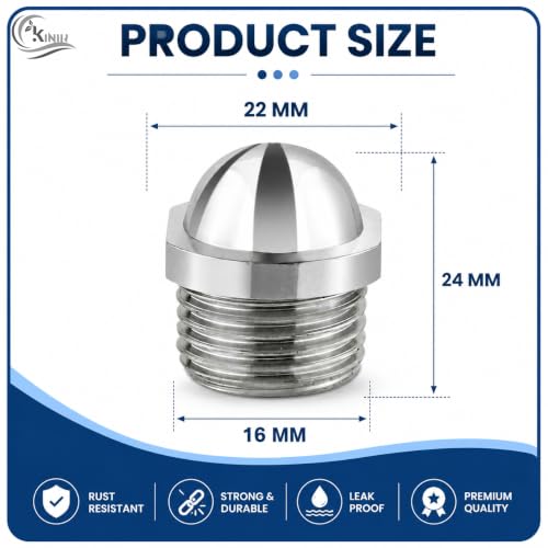 Image of KINIK CP Brass Plug 1 /2 Inch Male Thread Chrome Plated Pipe End Cap Round Head Heavy Duty Leak Proof Rust Resistant Brass Plug for Bathroom Kitchen Plumbing Water Line Closure Durable Use Strong Fit