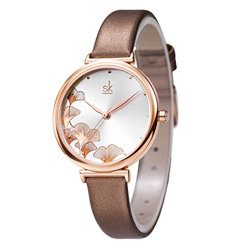 Montre minimaliste femme cuir SHENGKE montre étanche tendance créative