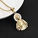 HZMAN 14K Gold Plated Stainless Steel Jesus Necklace with Crystal Christian Gift