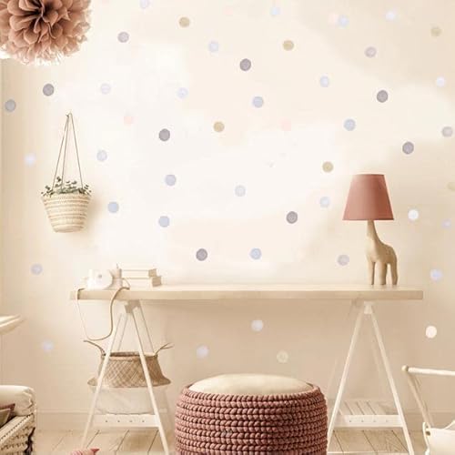 Watercolour Neutral Circle Wall Stickers - Soft Pastel Watercolour Polka Dot Wall Stickers, Neutral Nursery Decor, Playroom Boho Wall Decals (Dot Stiker) #TOP11