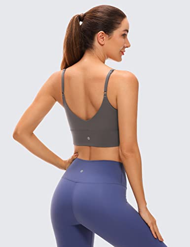 Image of CRZ YOGA V Back Longline Sports Bras | Medium Support, Removable Pads, Yoga, Brushed, Scoop Neck, Spaghetti Straps, for Women